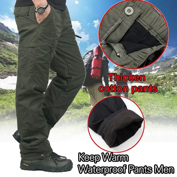 Mens Winter Fleece Lined Cargo Pants Loose Fit Multi-Pocket – VacationGrabs